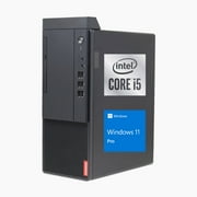 Lenovo V50t Business Tower Desktop PC, Intel Core i5-10400, 16GB RAM, 512GB SSD, Wired Keyboard & Mouse, DVD-RW, HDMI, DVI, VGA, Wi-Fi, Windows 11 Pro, Black