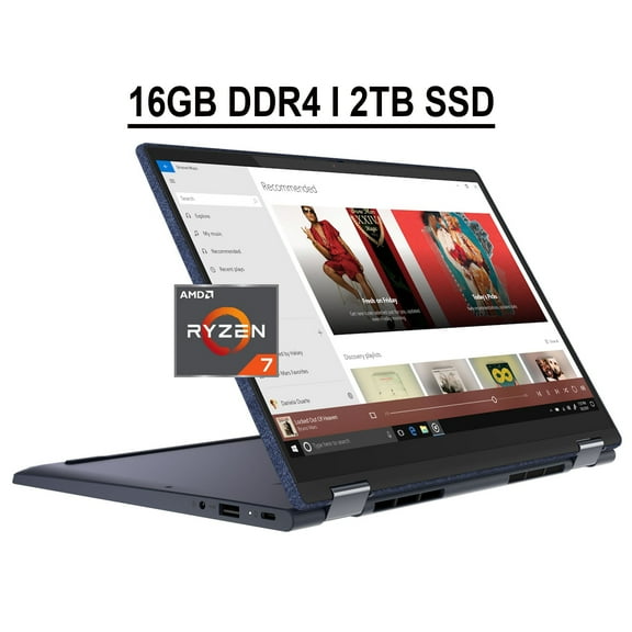 Lenovo Yoga 6 13 2-in-1 Business Laptop 13.3" FHD IPS 72% NTSC Touchscreen AMD Octa-Core Ryzen 7 5700U 16GB DDR4 2TB SSD Backlit Keyboard Fingerprint Reader Dolby Atmos HDMI USB-C WiFi6 Win10 Blue