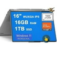 thumbnail image 1 of Lenovo Yoga 7 16 2-in-1 Laptop 16" WUXGA IPS Touchscreen AMD Octa-Core Ryzen 7 7735U (Beats i7-1255U) 16GB RAM 1TB SSD Radeon 680M Graphic Backlit Fingerprint USB-C Win11Pro Silver + HDMI Cable, 1 of 5