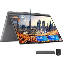 Lenovo Yoga 7 2-in-1 16" WUXGA Touchscreen Laptop, AMD Ryzen 7 8840HS, 16GB LPDDR5X, 1.5TB Storage (1TB SSD 512GB Docking Station Set), Backlit Keyboard, Fingerprint Reader, Win 11, Artic Grey