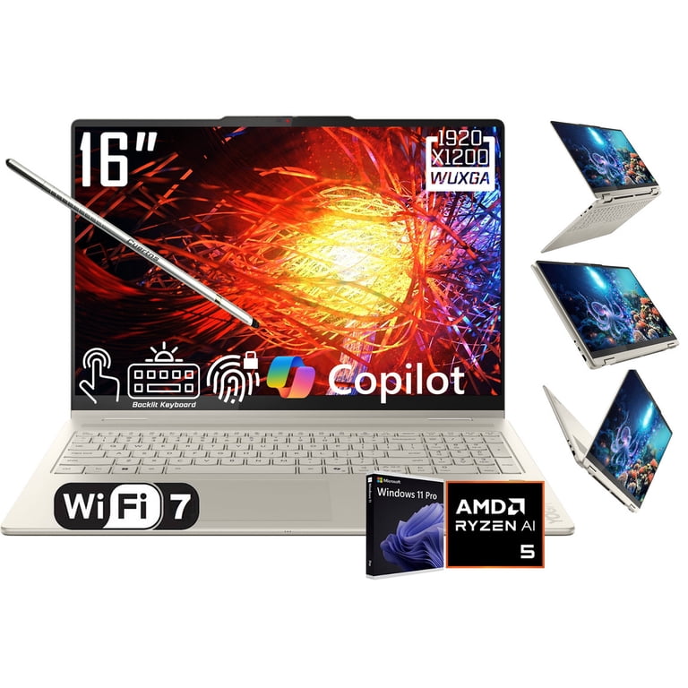 Lenovo Yoga 7i 2-in-1 Laptop, 16" 2K Touchscreen, Core Ultra 5 125U, 16GB LPDDR5X, 1TB SSD, 300 Nits, Backlit, TB4, HDMI 2.1, FP, WiFi 6E, Webcam, US