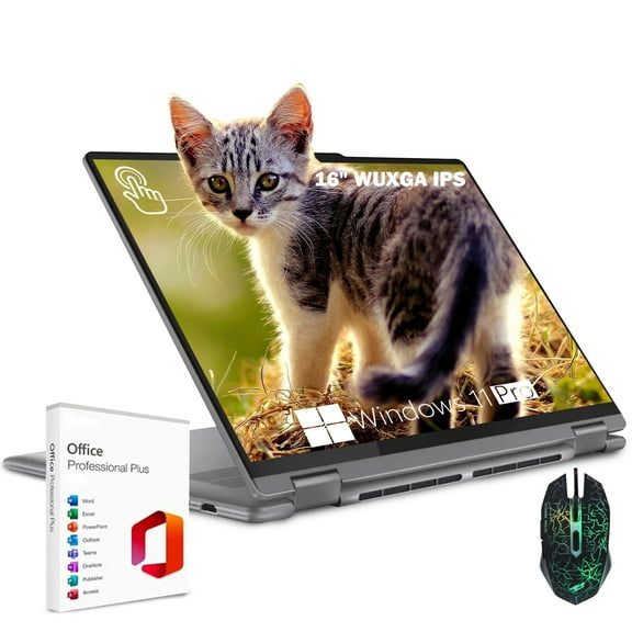 Lenovo Yoga 7 2-in-1 Touchscreen Laptop,16" 2K IPS Display,AMD Ryzen 7 8840HS,16GB LPDDR5x RAM,2TB SSD,Backlit KB,WiFi 6E,Win11 Pro,Microsoft Office Lifetime License