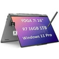 thumbnail image 1 of Lenovo Yoga 7 7i 2-in-1 Business Laptop (16" FHD+ Touchscreen, AMD Ryzen 7 7735U (Beat i7-1255U), 16GB RAM, 1TB SSD, IST Precision Pen), Backlit, Fingerprint, FHD IR Webcam, Win 11 Pro, Arctic Grey, 1 of 5