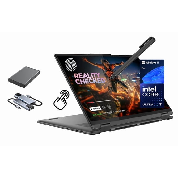 Lenovo Yoga 7 7i 2-in-1 Touchscreen Laptop, 16" 2K IPS, Intel Ultra 7 155U (Beats i7-1355U) AI Boost NPU, 16GB RAM, 1TB SSD + 500GB Portable Drive, Backlit, FP, Stylus Pen, Win 11 Pro