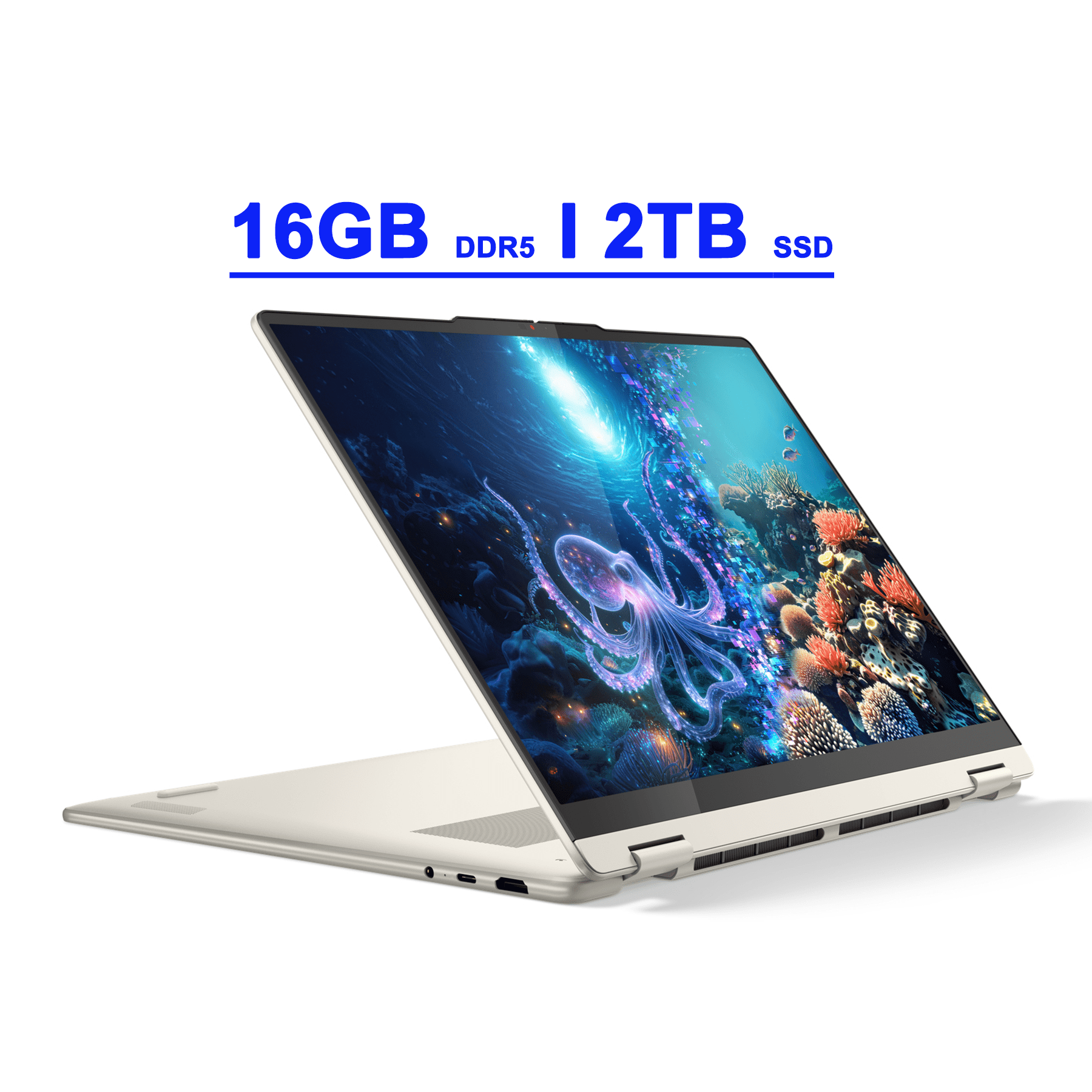 Lenovo Yoga 7 Premium 2-in-1 Laptop 16" WUXGA IPS Touch (Glossy Anti-fingerprint) AMD 8-core Ryzen AI 7 350 (Up to 50 AI TOPS) 16GB DDR5 2TB SSD Backlit Fingerprint Wi-Fi 7 Win11 Copilot+ AI