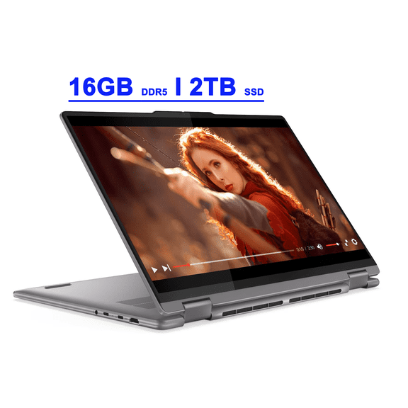 Lenovo Yoga 7 Premium 2-in-1 Laptop 16" WUXGA IPS Touchscreen AMD 8-core Ryzen 7 8840HS 16GB DDR5 2TB SSD Backlit Fingerprint Wi-Fi6E FHD IR Privacy Camera Win11 Copilot AI PC