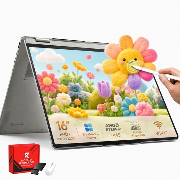 Lenovo Yoga 7a 16" Touchscreen 2-in-1 AI Laptop, AMD Ryzen AI 7 445 Copilot+ PC, 16GB RAM, 1TB SSD, Wi-Fi 7, Windows 11 Home