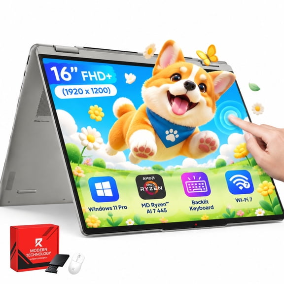Lenovo Yoga 7a 16" Touchscreen Business 2-in-1 PC, AMD Ryzen AI 7 445, 16GB LPDDR5X, 1TB SSD, Windows 11 Pro