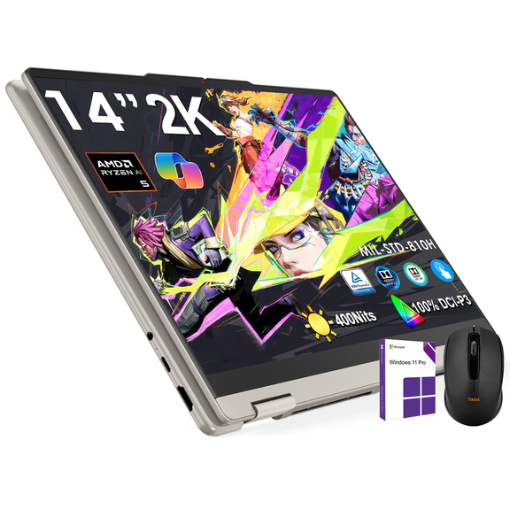 Lenovo Yoga 7a 2-in-1 AI PC Laptop | 14" WUXGA OLED Touch (100% DCI-P3) | AMD Ryzen AI 5 340 (Up to 50 Tops) | 16GB DDR5 2TB SSD | for Creator Business Professional Win11 Pro W/Stylus Pen