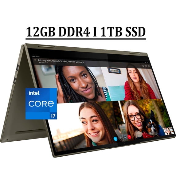 Lenovo Yoga 7i 15 2-in-1 Business Laptop 15.6 FHD IPS 100% sRGB Touchscreen 11th Gen Intel Quad-Core i7-1165G7 Processor 12GB DDR4 1TB SSD Backlit Fingerprint Thunderbolt Dolby Win11 Dark Moss