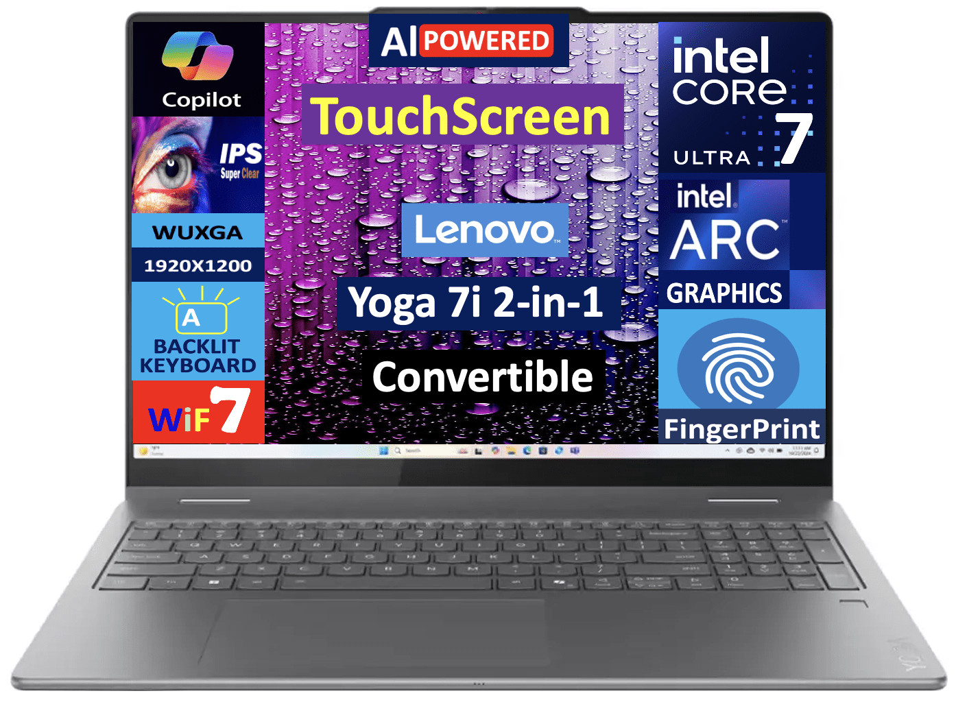 Lenovo Yoga 7i 2-in-1 AI PC 2-in-1 Laptop 16.0in Touchscreen IPS