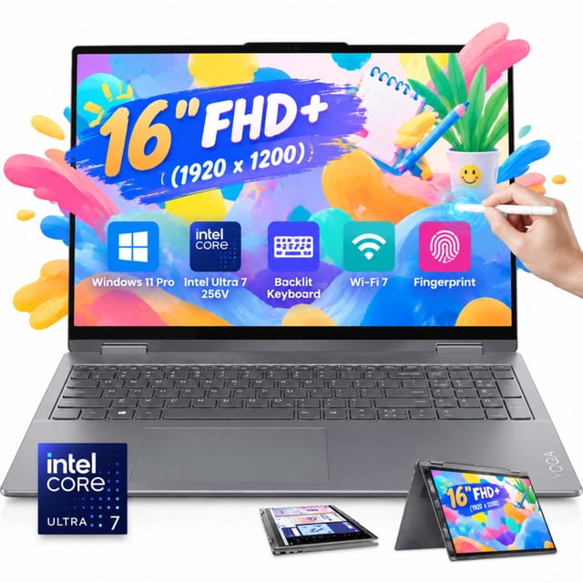 Programmimg Keyboards Lenovo Yoga 7i 2-in-1 Business Touch Laptop, Intel Ultra 7 256V, 16GB ...