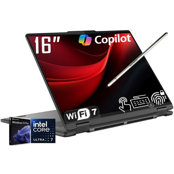 Lenovo Yoga 7i 2-in-1 Copilot+ AI PC Laptop, 16" 2K LCD IPS Touchscreen, Intel Ultra 7 256V(>i9-13900H), WiFi 7, Backlit KB, Fingerprint, 1080P Webcam, Stylus Pen, Win 11 Pro(16GB DDR5 RAM | 1TB SSD)