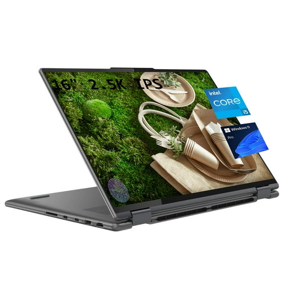 Lenovo Yoga 7i Windows 11 Pro 16" 2.5K IPS 2-in-1 Business Laptop, 12th Intel Evo Platform 12-Core i5-1240P, 8GB LPDDR5 RAM, 512GB SSD, Iris Xe Graphics, Backlit KB, Fp, Gray