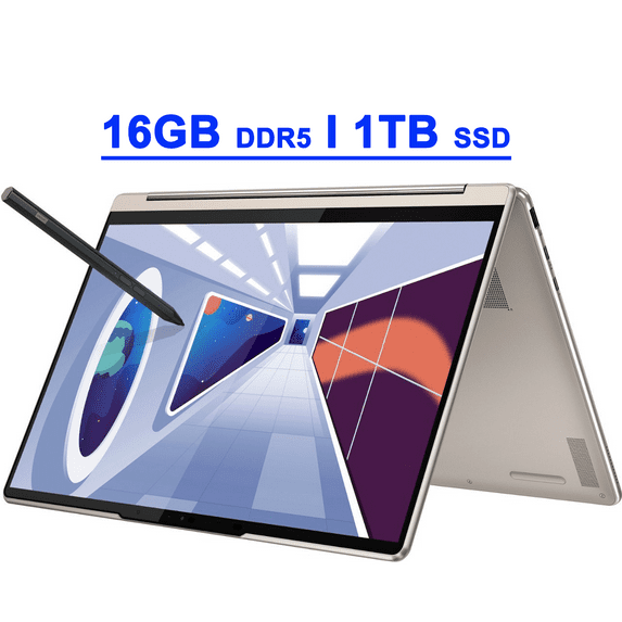 Lenovo Yoga 9i 14 Premium 2-in-1 Laptop 14" 2.8K OLED Touch (Glossy, 100% DCI-P3, 90Hz, Eyesafe, HDR 500) Intel 12-Core i7-1360P 16GB DDR5 1TB SSD Backlit Fingerprint Thunderbolt4 Pen Win11 Oatmeal