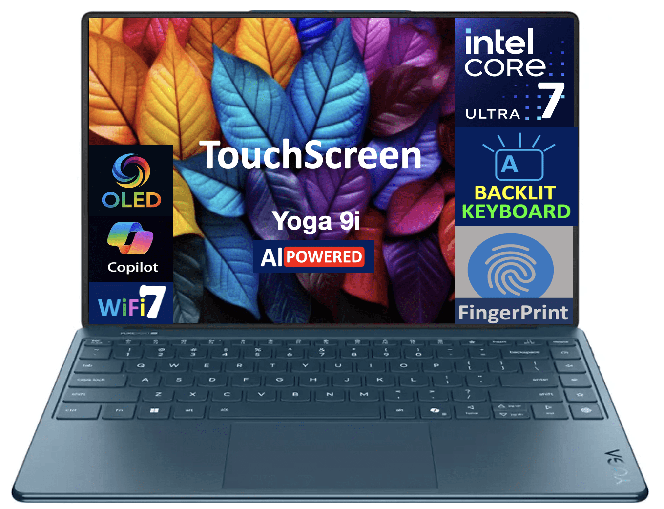 Lenovo Yoga AI Powered Laptop 14.0in Touchscreen OLED 4K Display (Intel Ultra 7-258V, 32GB LPDDR5X, 2TB M.2 PCIe SSD, Intel Arc 140V, Backlit KB, Fingerprint, 2 Thunderbolt 4, WiFi 7, Win 11 Home)