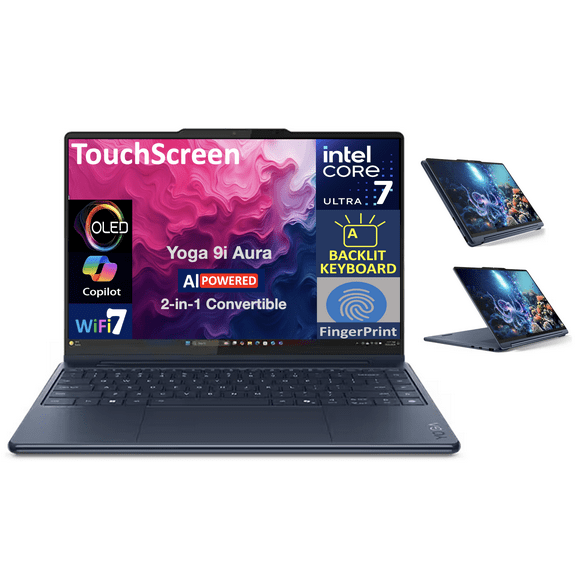 Lenovo Yoga HIGH PERFORMANCE 2-in-1 Laptop 14.0in Touchscreen OLED 2.8K Display (Intel Ultra 7-258V, 32GB LPDDR5X, 1TB M.2 PCIe SSD, Backlit KB, Fingerprint, 2 Thunderbolt 4, WiFi 7, Win 11 Pro)