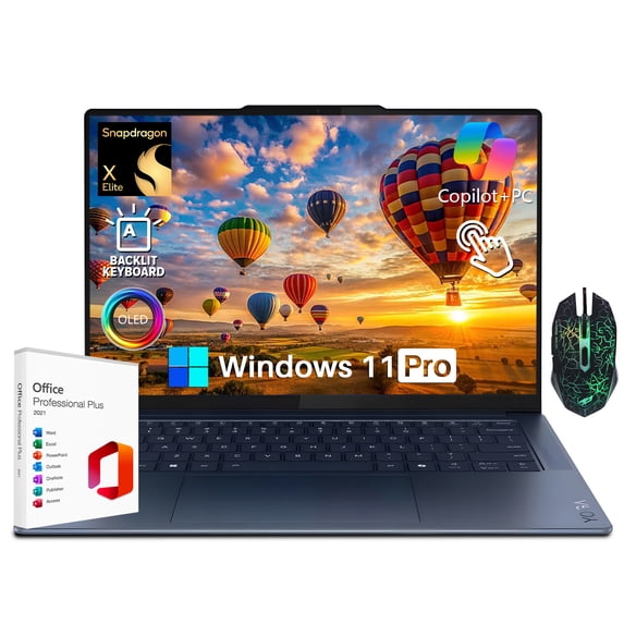 Lenovo Yoga Slim 7X Touch Laptop, 14.5" 3K OLED, Snapdragon X Elite 12-Core, 16GB LPDDR5X RAM, 2TB SSD, WiFi 7, Win11 Pro, Copilot+ PC, Backlit Keyboard