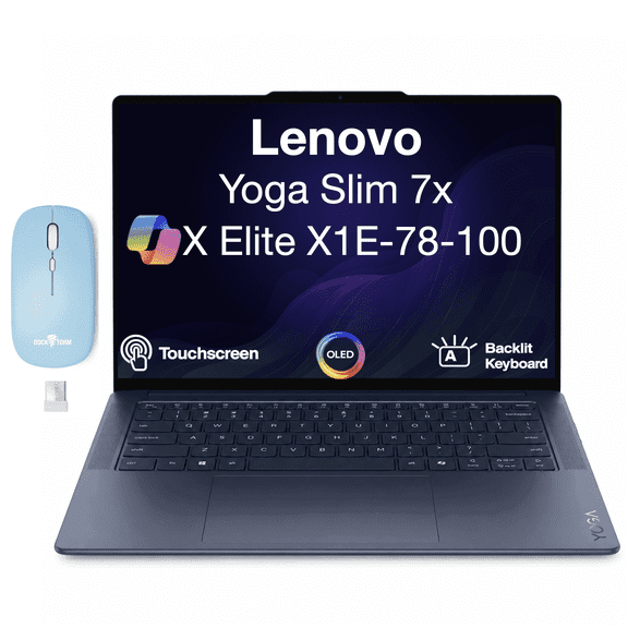 Lenovo Yoga Slim 7x 14.5" Touch Qualcomm X Elite 32GB/1TB W11H, w/DKZ Mouse