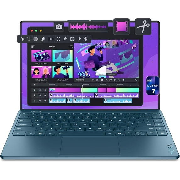 Lenovo Yoga Slim 9i Copilot+ Laptop, Intel Ultra 7-258V, 32 GB LPDDR5x RAM, 2 TB PCIe SSD, 14" 4K (3840x2400) 120Hz OLED Touchscreen Display, Intel Arc Graphics, Backlit Keyboard, W11 Home, Tidal Teal