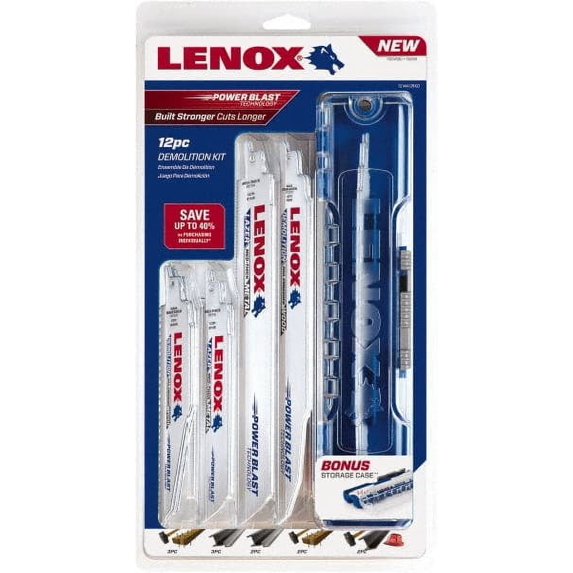 Lenox 11 Piece, 6" to 9" Long x 0.042" to 0.062" Thick, Bi-Metal Reciprocating Saw Blade Set Tapered Profile, 6 to 14 Teeth per Inch