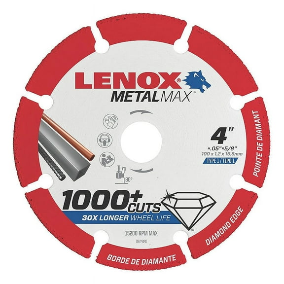 Lenox 1972920 Metalmax Angle Grinder Diamond Edge Cut-Off Wheel, 4" x 5/8", Each