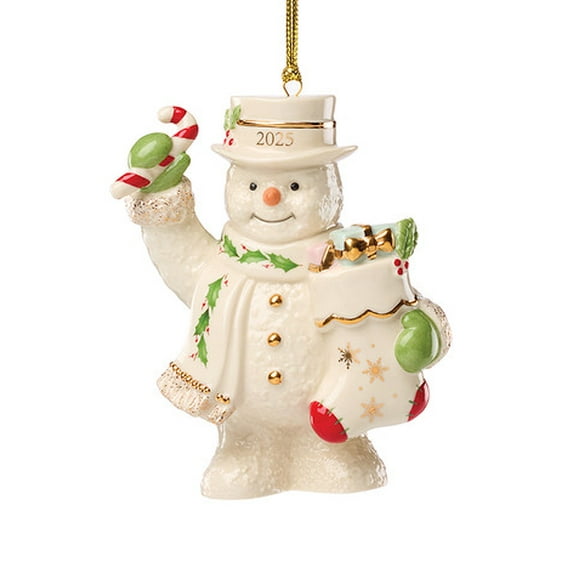 Lenox 2025 Snowman with Stocking Ornament