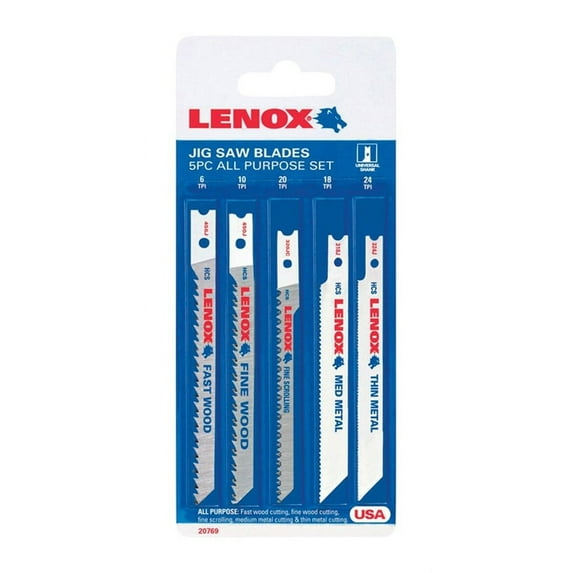 Lenox 20769C543JA Jig Saw Blade Kit, Bi-Metal, 5-Piece