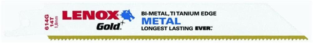 Lenox 21067-614GR 6" x 3/4" x 0.035" 14-TPI Gold Power Arc Curved Metal Cutting Reciprocating Saw Blade 5 per Package