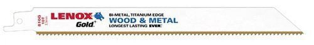 Lenox 21079B810GR 8 (203mm) 10 Tpi Gold T2 Reciprocating Saw Blade, 25 Pack