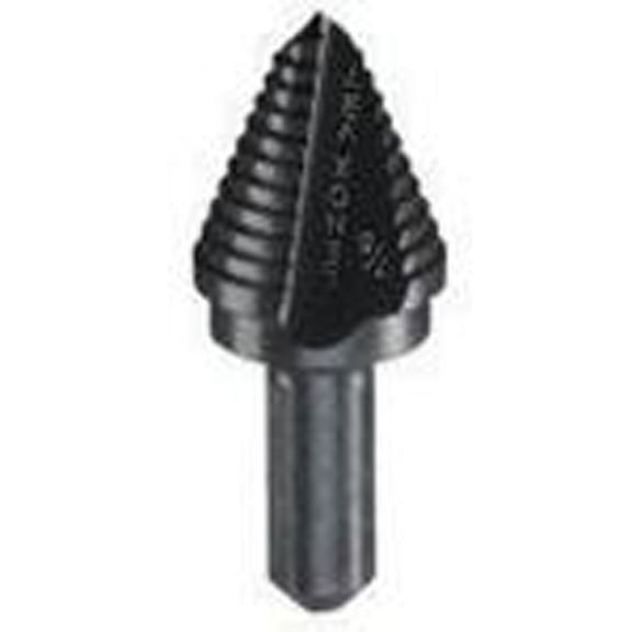 Lenox 1 Hole Size, 7/8" Hole Diam HSS Split Point Step Drill Bit 3/8" Round Shank with Flats, Oxide Finish