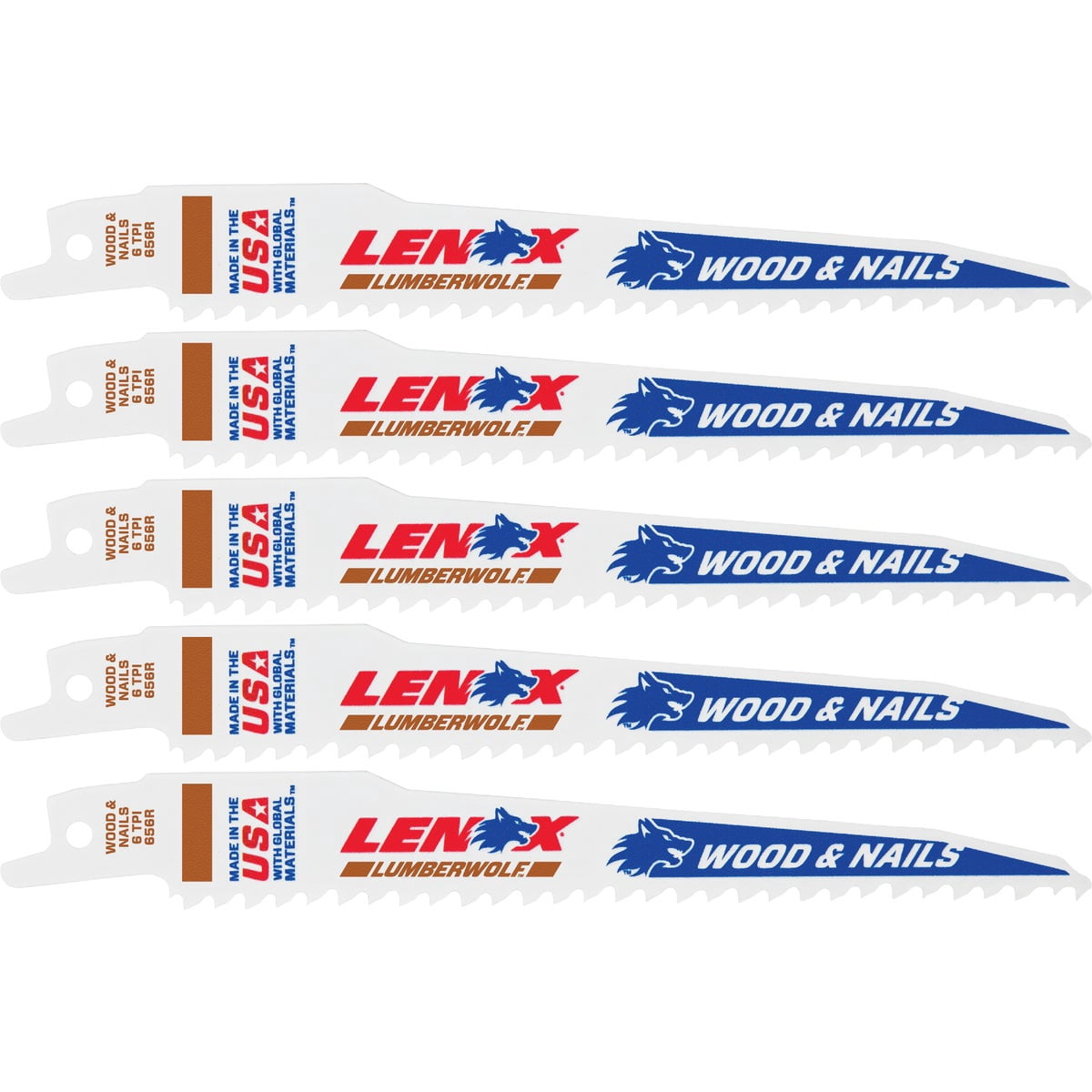 Lenox 5-Pack 6-in 6-Tpi Bi-Metal Reciprocating Saw Blades
