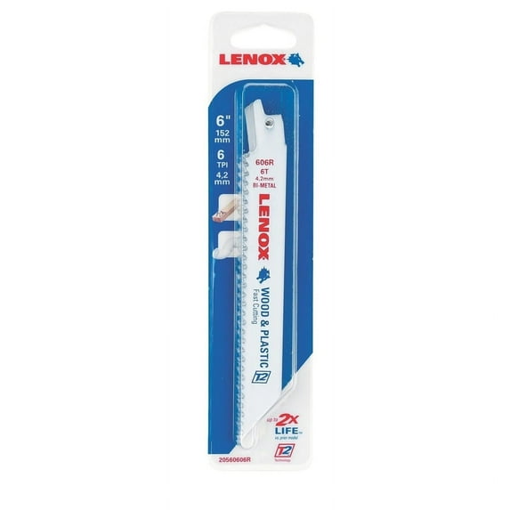LENOX Tools Wood Cutting Reciprocating Saw Blade with Power Blast Technology, Bi-Metal, 6-inch, 6 TPI