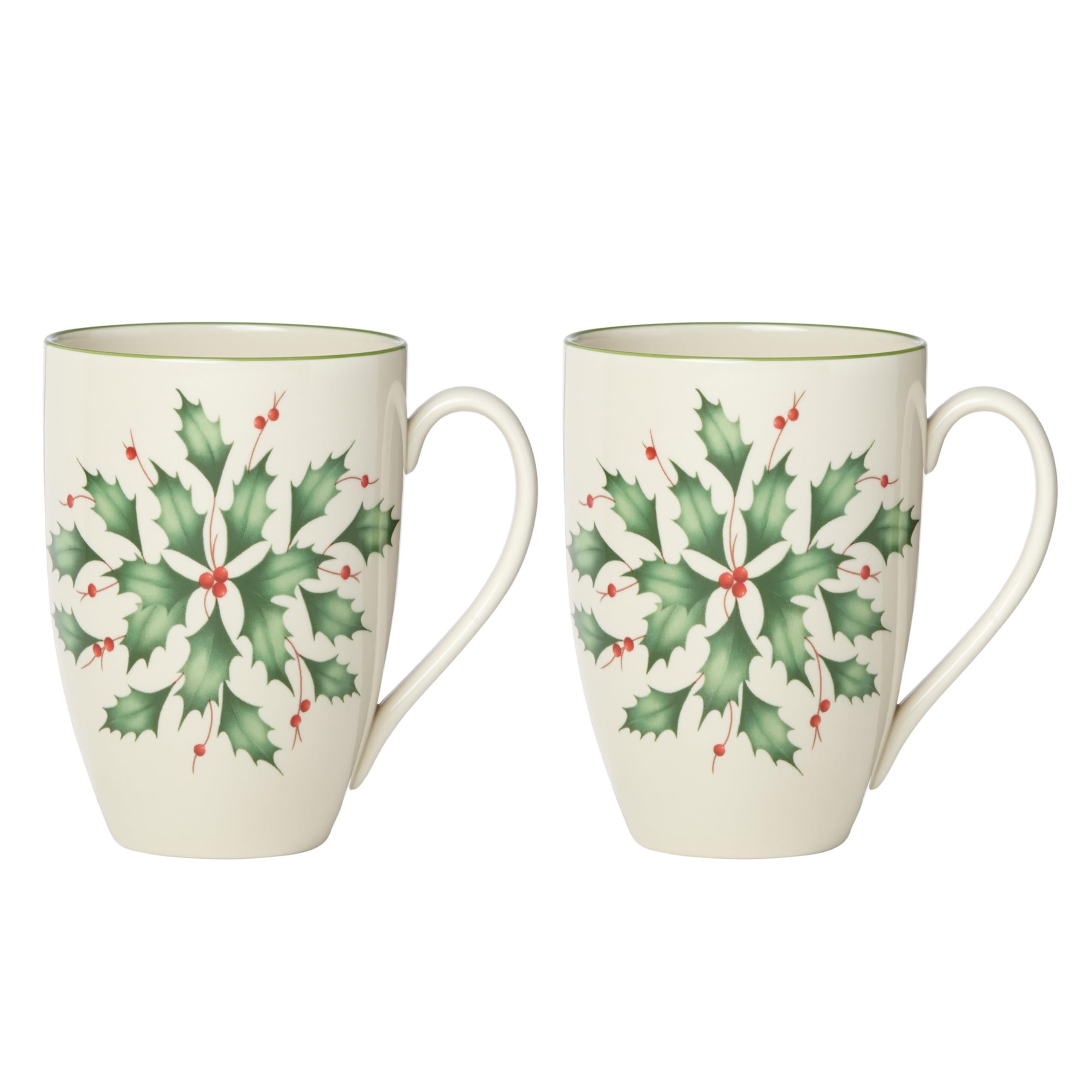 Lenox Festive Holly and Berry Ceramic Mug Set