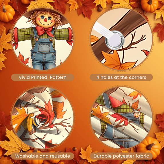 Decorative Design Autumn Banner Scarecrow Pumpkin Fall Leaves for Outdoor Decor Seasonal Celebration Wall Hanging