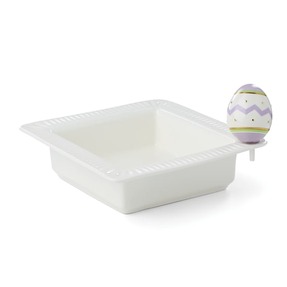 Lenox Profile Poppers 20 oz Square Porcelain Serving Bowl with Easter Egg Figurine