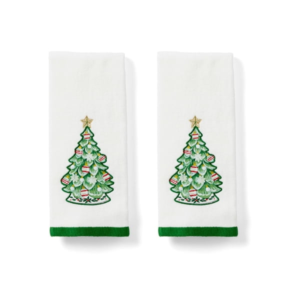 Lenox Advent Tree Kitchen Towels, Set of 2, White, 18" x 28"
