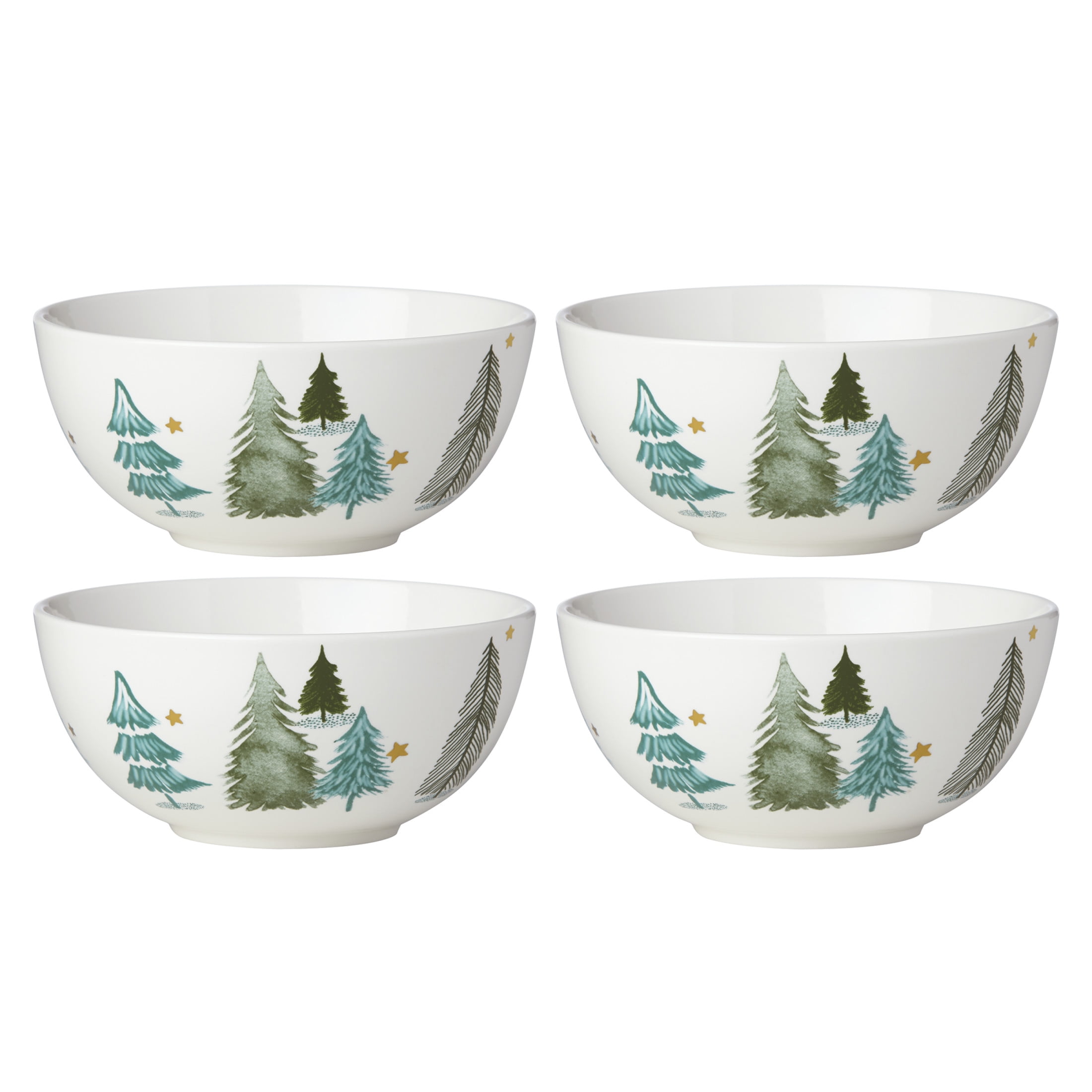 Lenox Balsam Lane 28 oz Round White & Green Porcelain Tableware Bowl (4 Count)