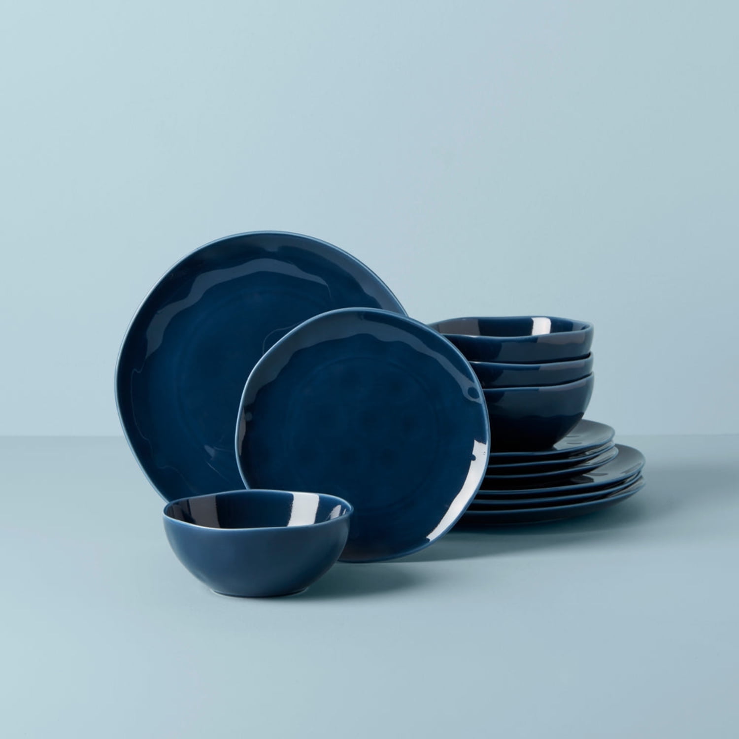 Navy Blue Porcelain 12-Piece Dinnerware Set