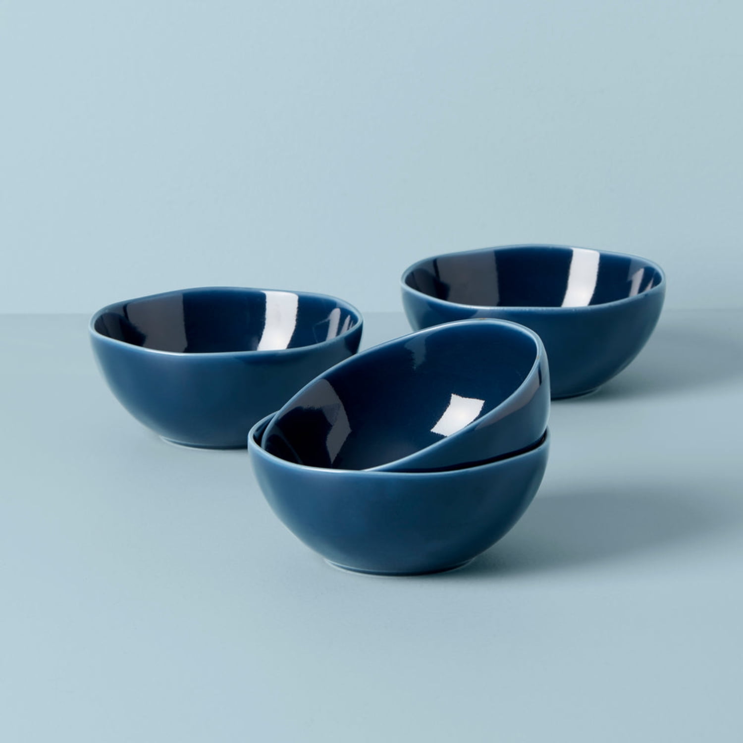 Navy Ceramic Round All-Purpose Bowls, Set of 4
