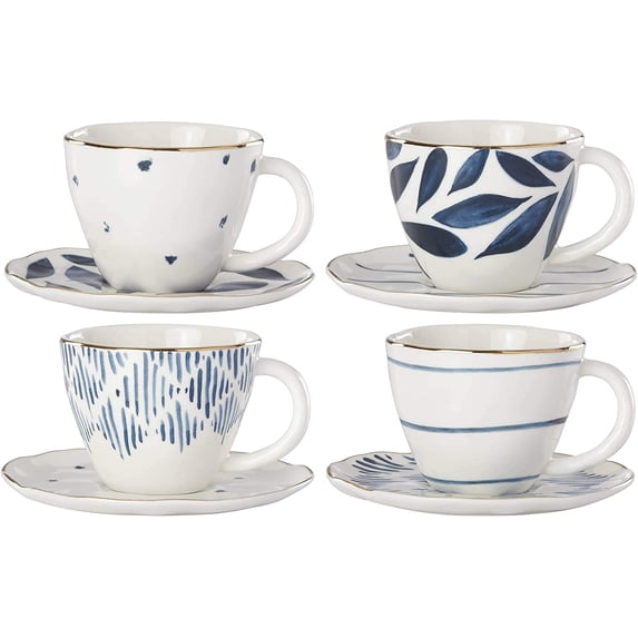 Lenox Blue Bay 8-Piece Espresso Cup & Saucer Set
