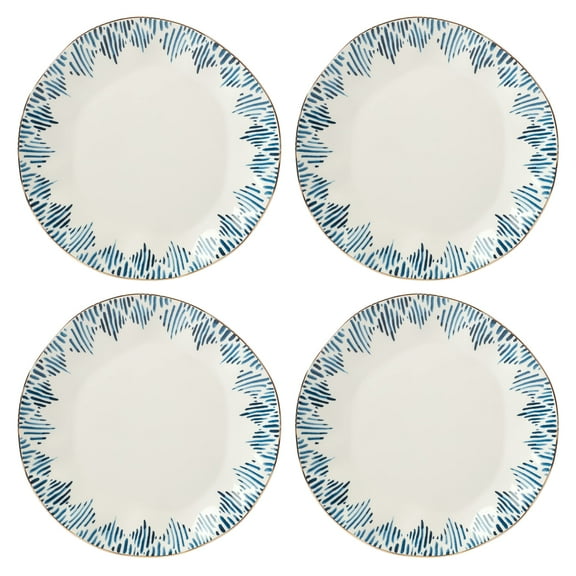 Lenox Blue Bay Dinner Plate Set, 4-Piece, Gold Accents