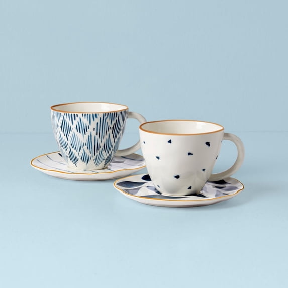 Lenox Blue Bay Tea Cup & Saucer, Set Of 2