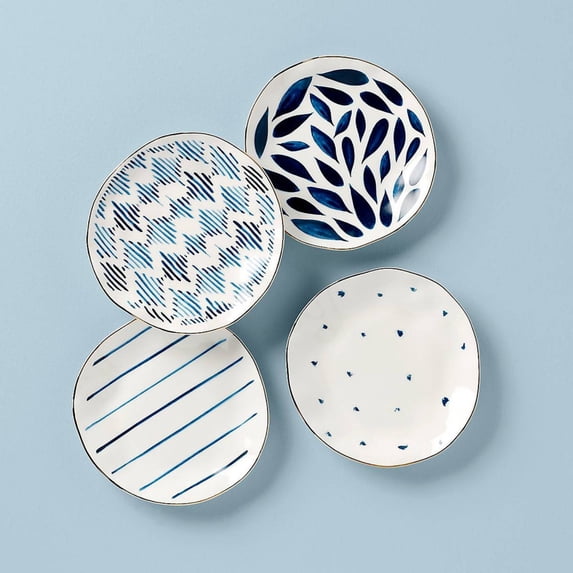 Lenox Blue Bay Tidbits Party Plates, Set Of 4