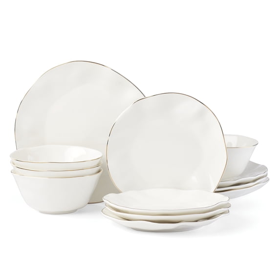 Lenox Blue Bay 12-Piece White Porcelain Tableware Set (Service for 4)