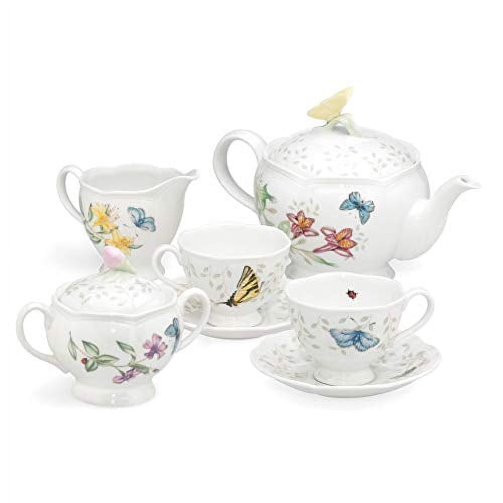Butterfly Meadow Floral Porcelain 7-Piece Tea Set