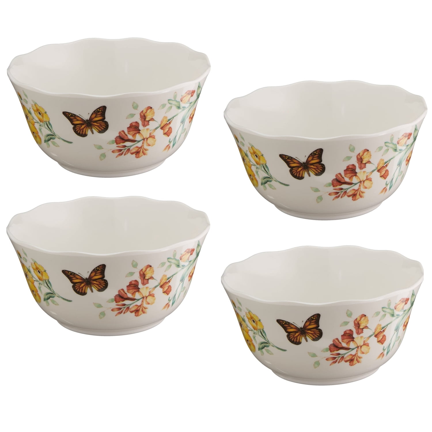 Butterfly Meadow Multicolor Melamine Cereal Bowls Set of 4