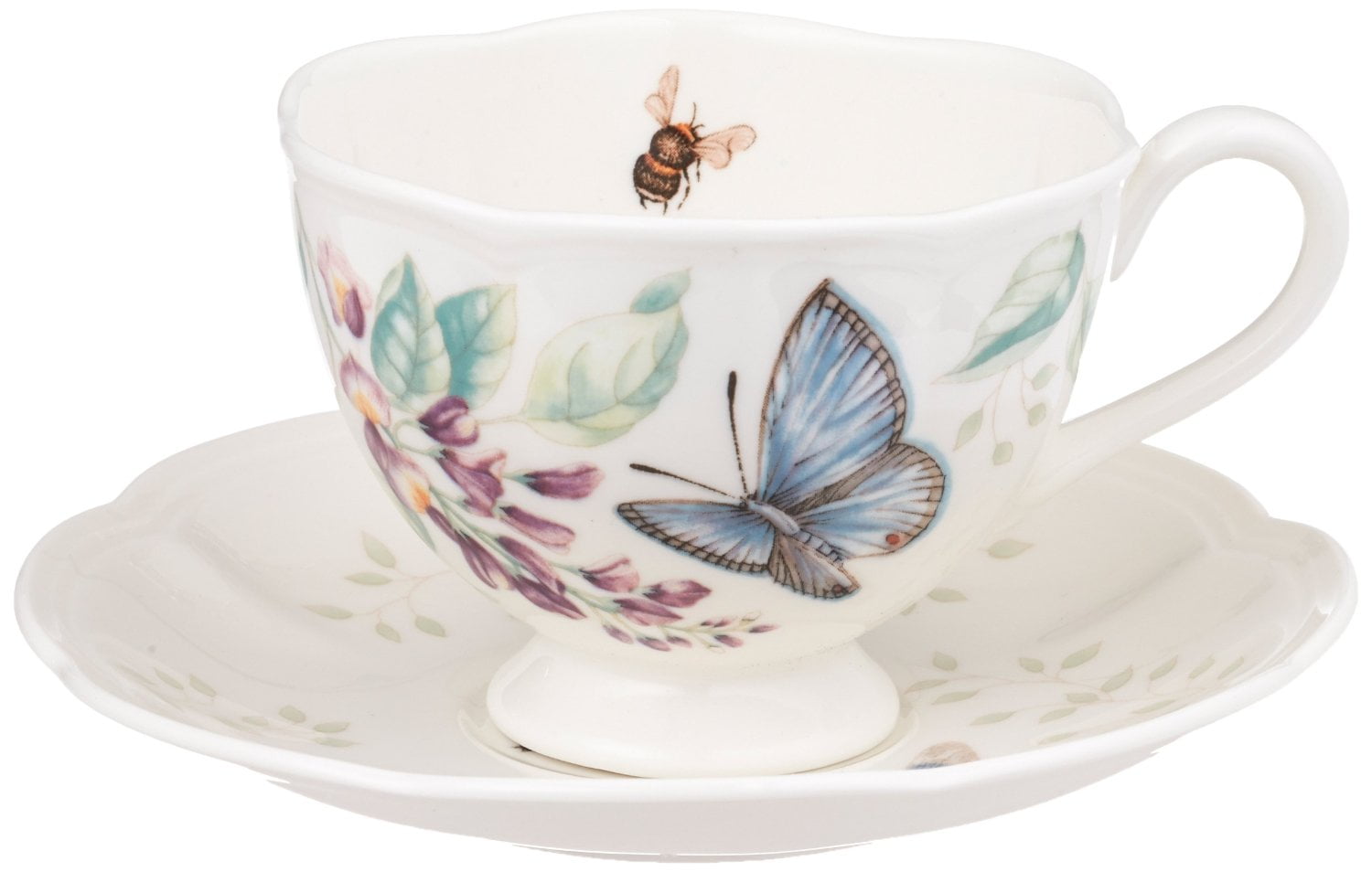 Butterfly Meadow Porcelain Teacup and Saucer Set