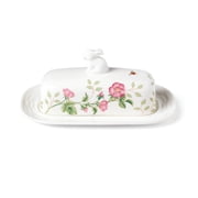 Lenox Butterfly Meadow Figural Floral Porcelain Butter Dish Set