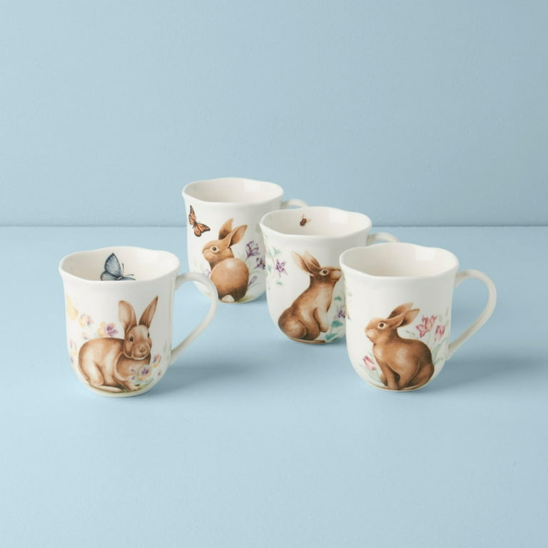 Lenox Butterfly Meadow Bunny Mugs Set Of 4 Assorted